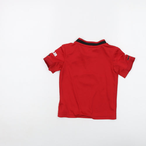 adidas Boys Red Polyester Basic T-Shirt Size 2-3 Years Crew Neck Pullover - Manchester United FC