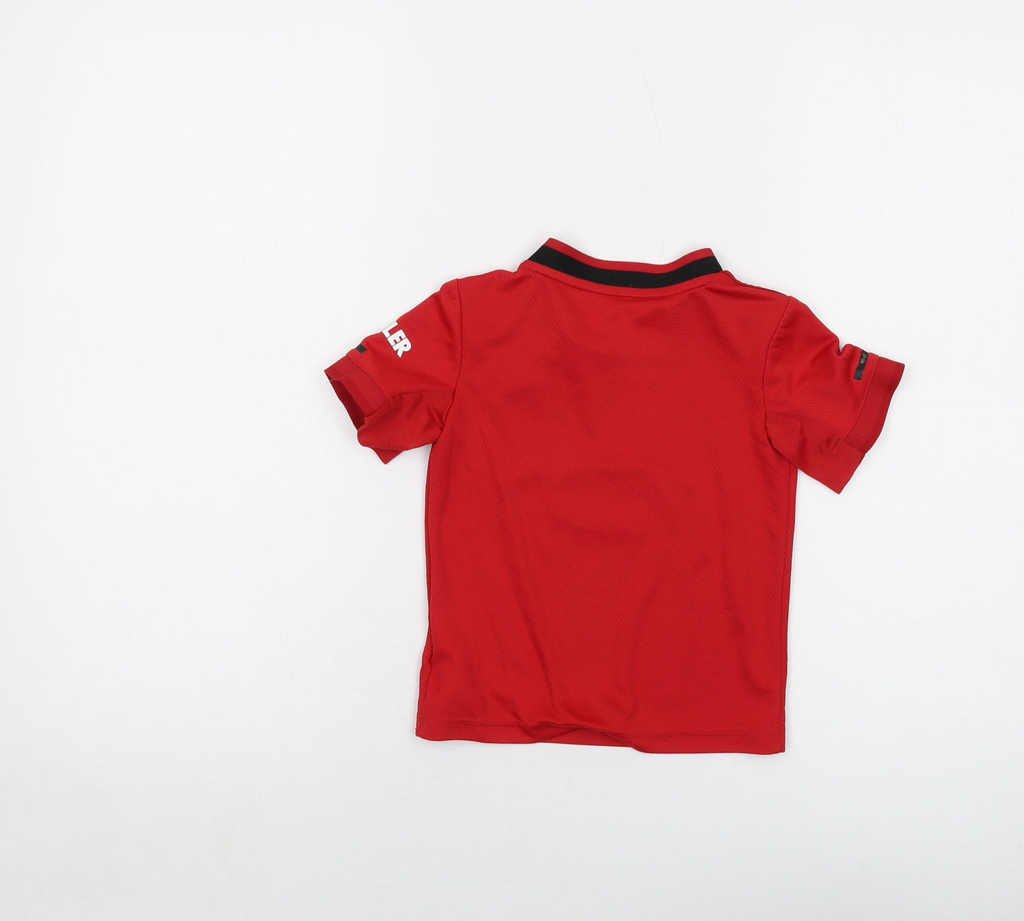 adidas Boys Red Polyester Basic T-Shirt Size 2-3 Years Crew Neck Pullover - Manchester United FC