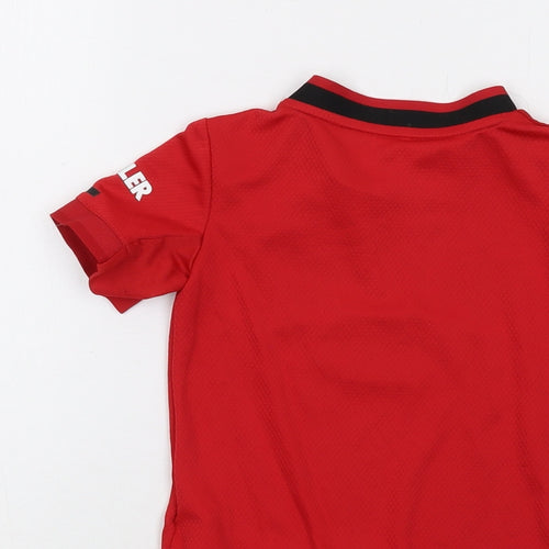 adidas Boys Red Polyester Basic T-Shirt Size 2-3 Years Crew Neck Pullover - Manchester United FC