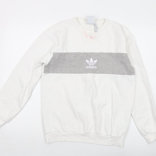 adidas Womens White Cotton Pullover Sweatshirt Size S Pullover