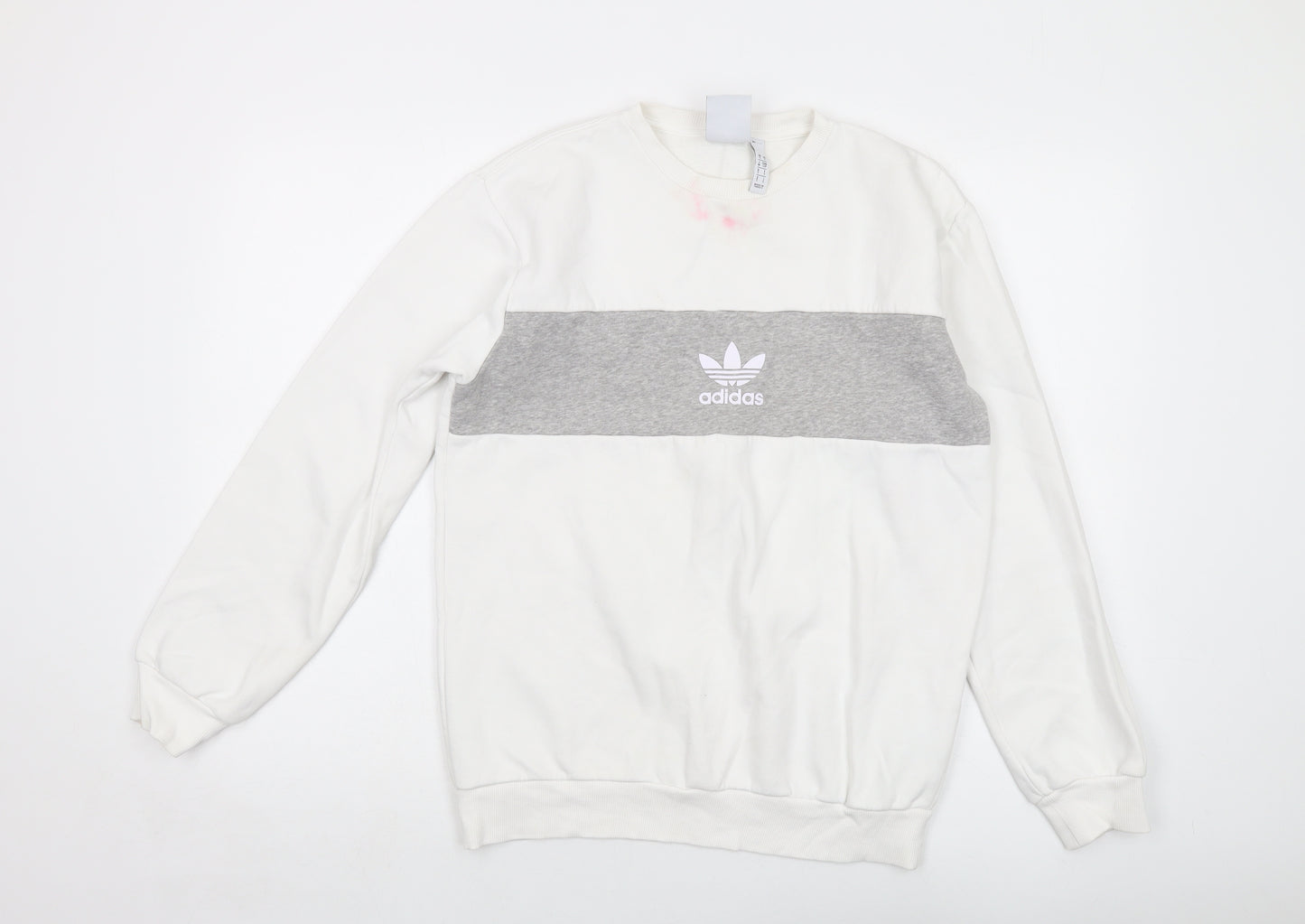 adidas Womens White Cotton Pullover Sweatshirt Size S Pullover