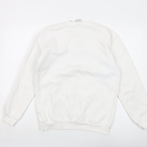 adidas Womens White Cotton Pullover Sweatshirt Size S Pullover