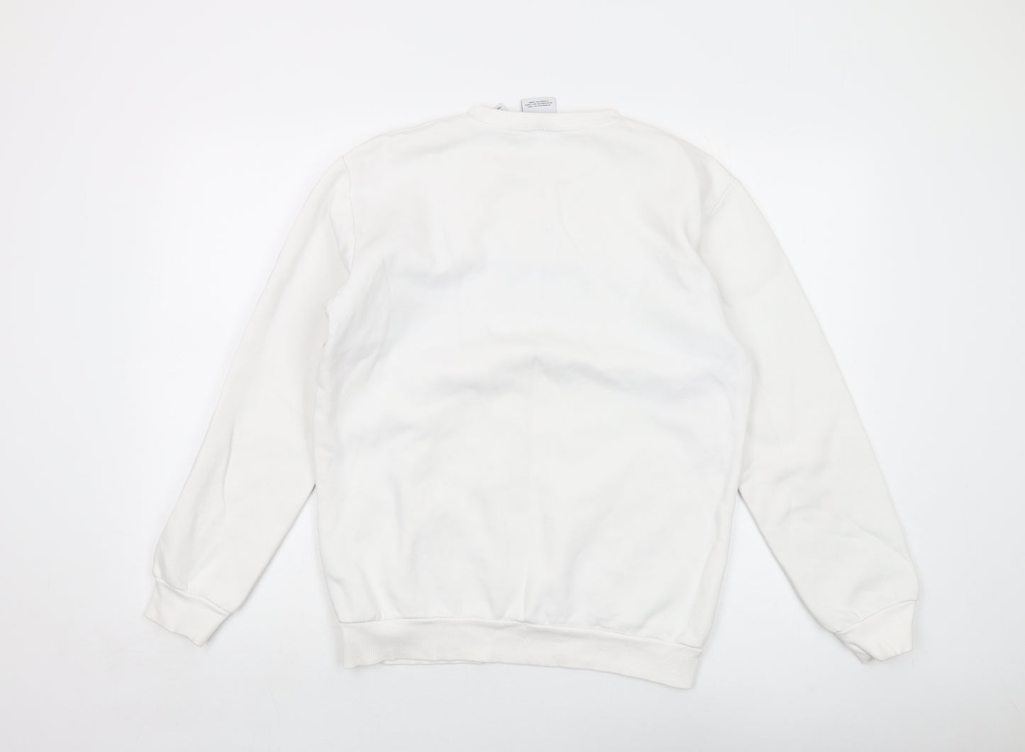 adidas Womens White Cotton Pullover Sweatshirt Size S Pullover