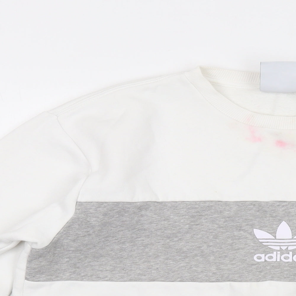 adidas Womens White Cotton Pullover Sweatshirt Size S Pullover