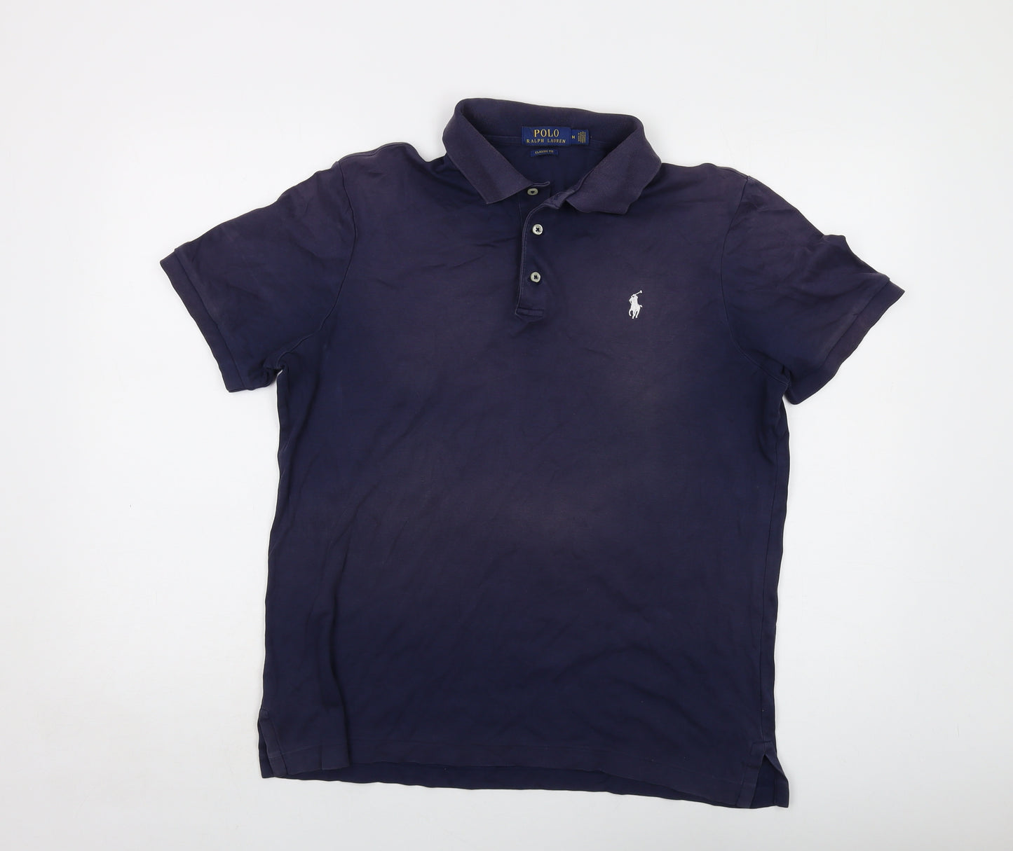 Polo Ralph Lauren Mens Blue Cotton Polo Size M Collared Button