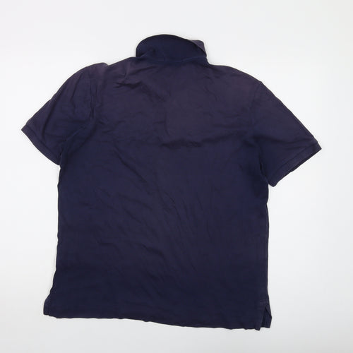 Polo Ralph Lauren Mens Blue Cotton Polo Size M Collared Button