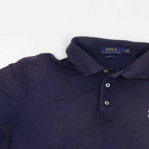 Polo Ralph Lauren Mens Blue Cotton Polo Size M Collared Button