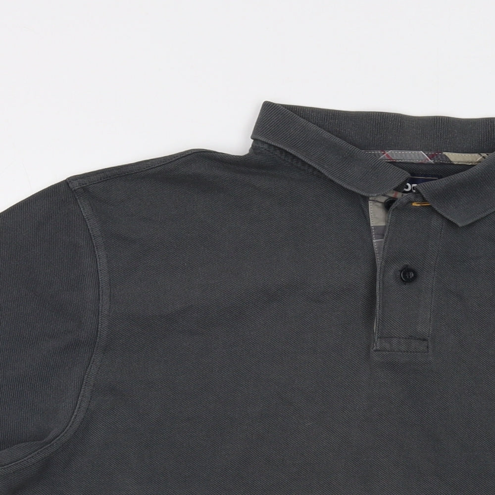 Barbour Mens Grey Cotton Polo Size XL Collared Button