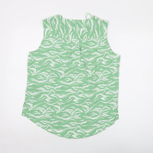 TOM TAILOR Womens Green Animal Print Viscose Basic Tank Size 10 V-Neck