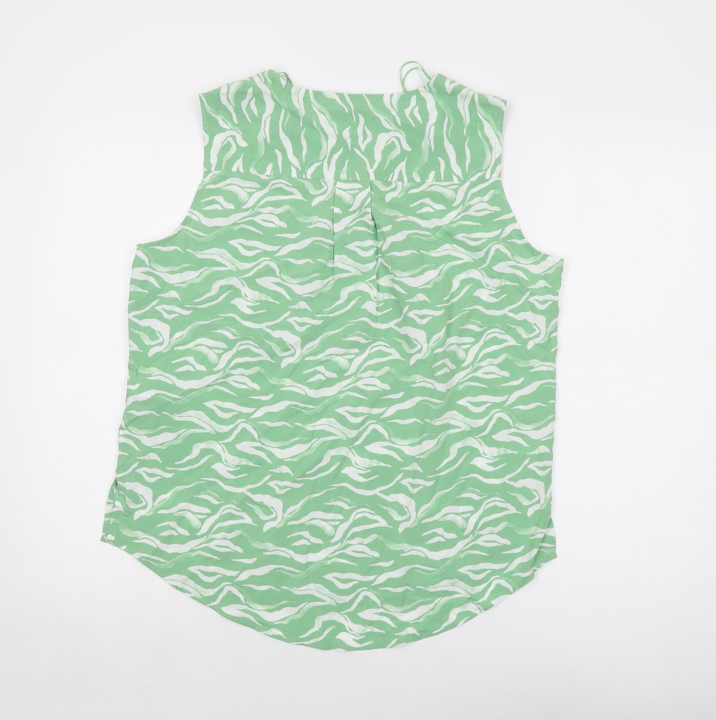 TOM TAILOR Womens Green Animal Print Viscose Basic Tank Size 10 V-Neck