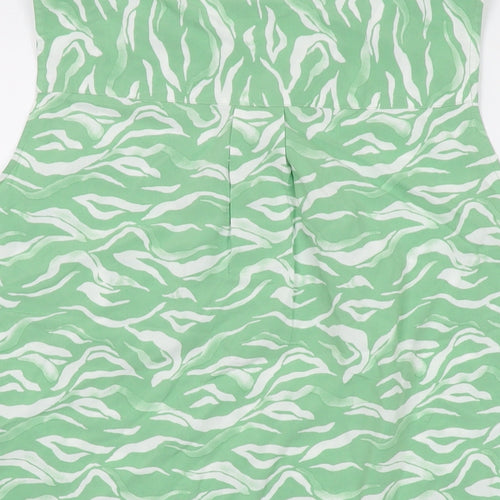 TOM TAILOR Womens Green Animal Print Viscose Basic Tank Size 10 V-Neck