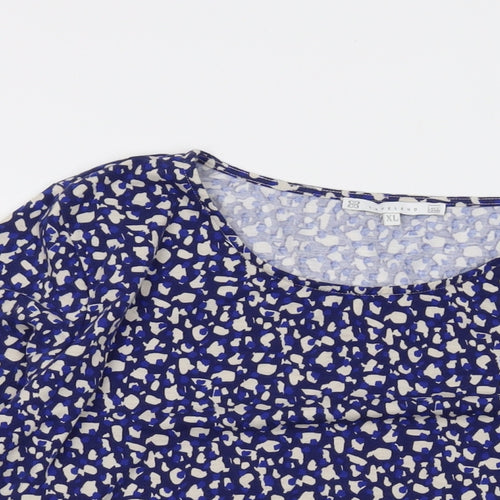 Lakeland Womens Blue Animal Print Polyester Basic Blouse Size XL Round Neck