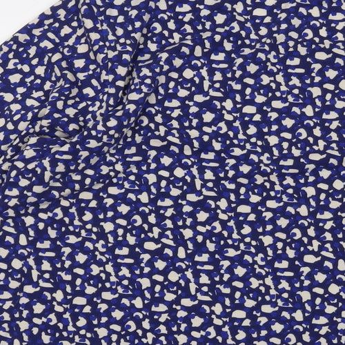 Lakeland Womens Blue Animal Print Polyester Basic Blouse Size XL Round Neck