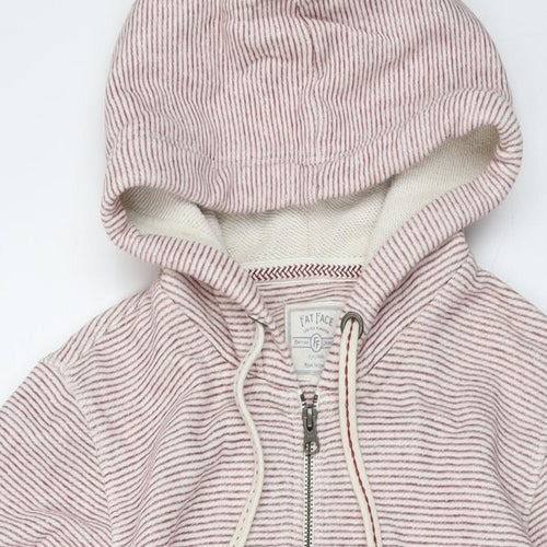 Fat Face Womens Red Striped Cotton Full Zip Hoodie Size 14 Zip