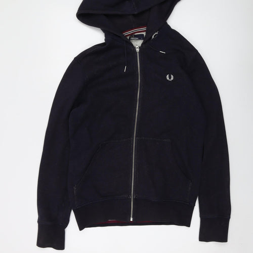 Fred Perry Mens Blue Cotton Full Zip Hoodie Size S