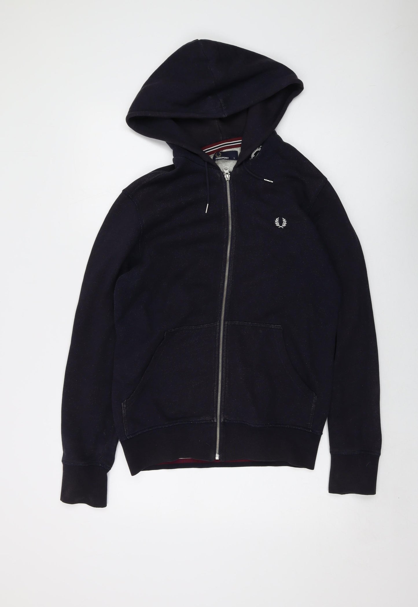 Fred Perry Mens Blue Cotton Full Zip Hoodie Size S