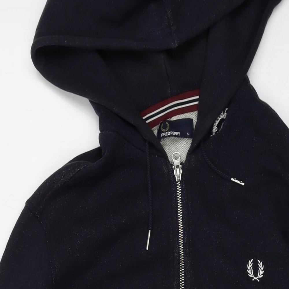 Fred Perry Mens Blue Cotton Full Zip Hoodie Size S