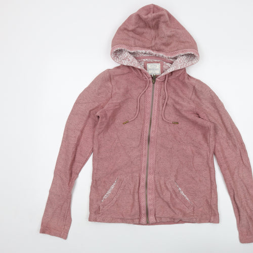 Fat Face Womens Pink Cotton Full Zip Hoodie Size 10 Zip