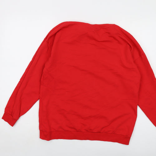 Disney Womens Red Cotton Pullover Sweatshirt Size 12 Pullover