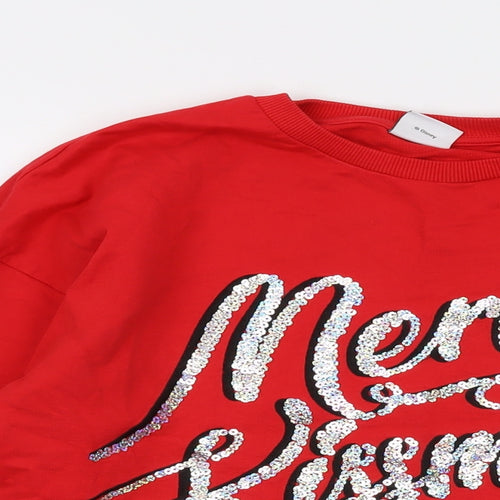 Disney Womens Red Cotton Pullover Sweatshirt Size 12 Pullover