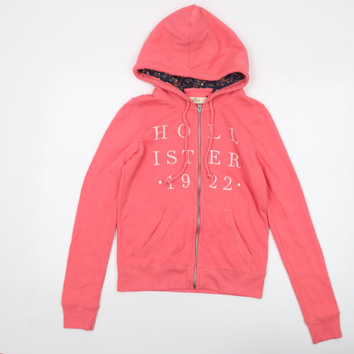 Hollister Womens Pink Cotton Full Zip Hoodie Size S Zip