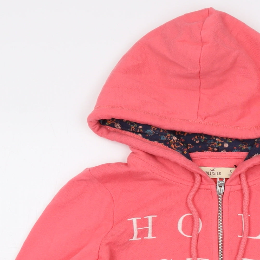 Hollister Womens Pink Cotton Full Zip Hoodie Size S Zip