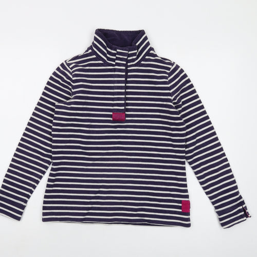 Joules Womens Blue Striped Cotton Pullover Sweatshirt Size 10 Zip