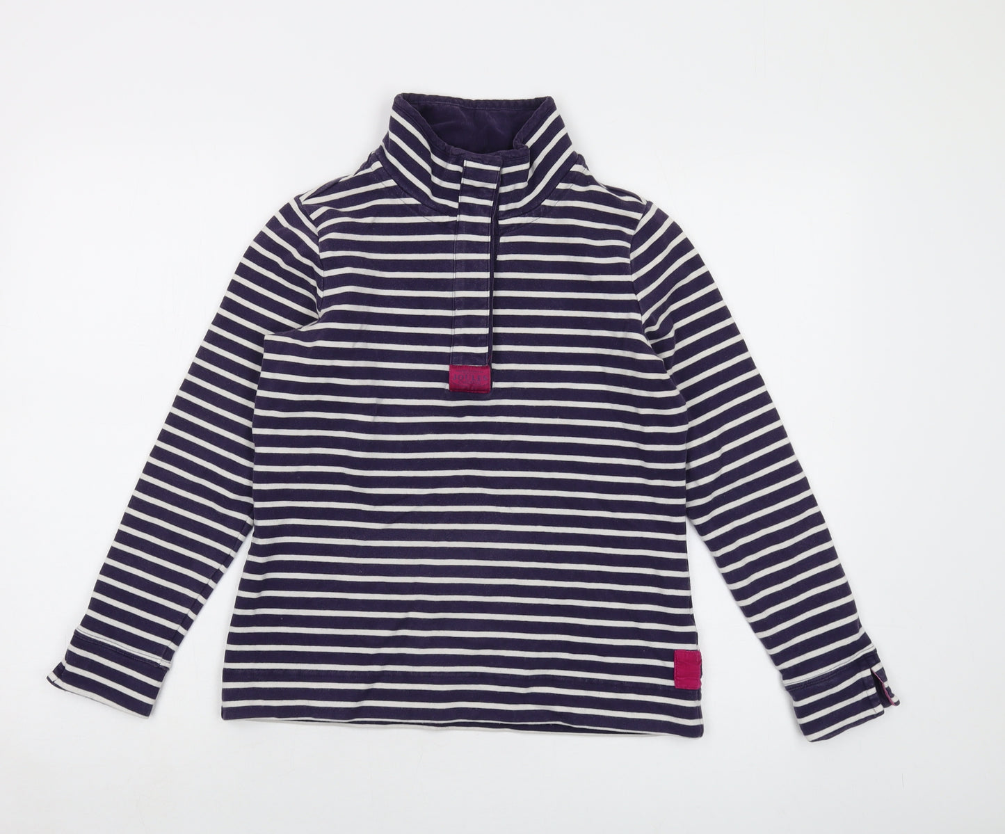 Joules Womens Blue Striped Cotton Pullover Sweatshirt Size 10 Zip