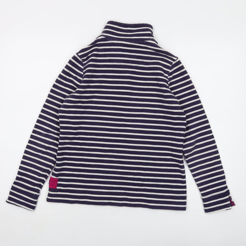 Joules Womens Blue Striped Cotton Pullover Sweatshirt Size 10 Zip