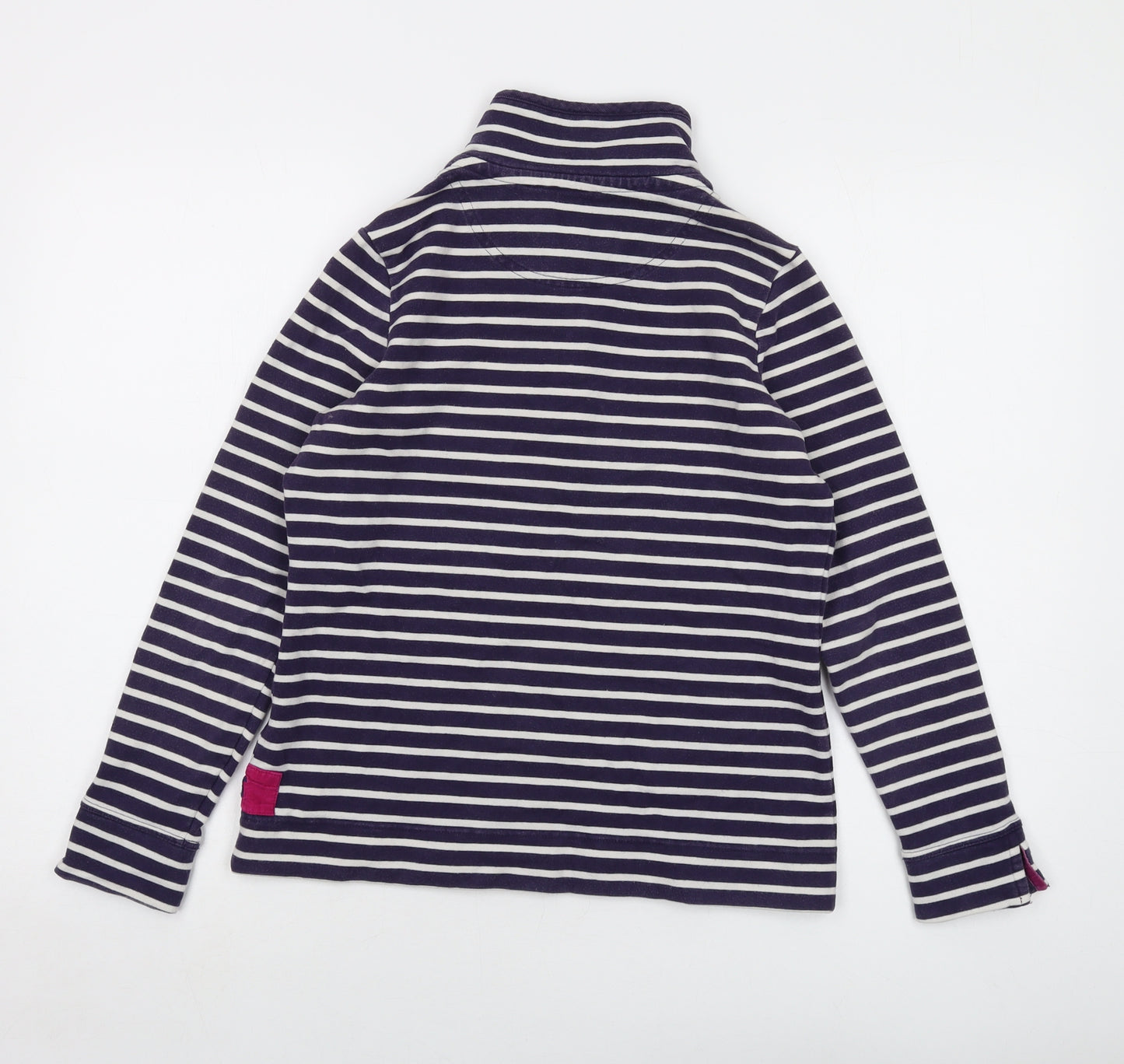 Joules Womens Blue Striped Cotton Pullover Sweatshirt Size 10 Zip