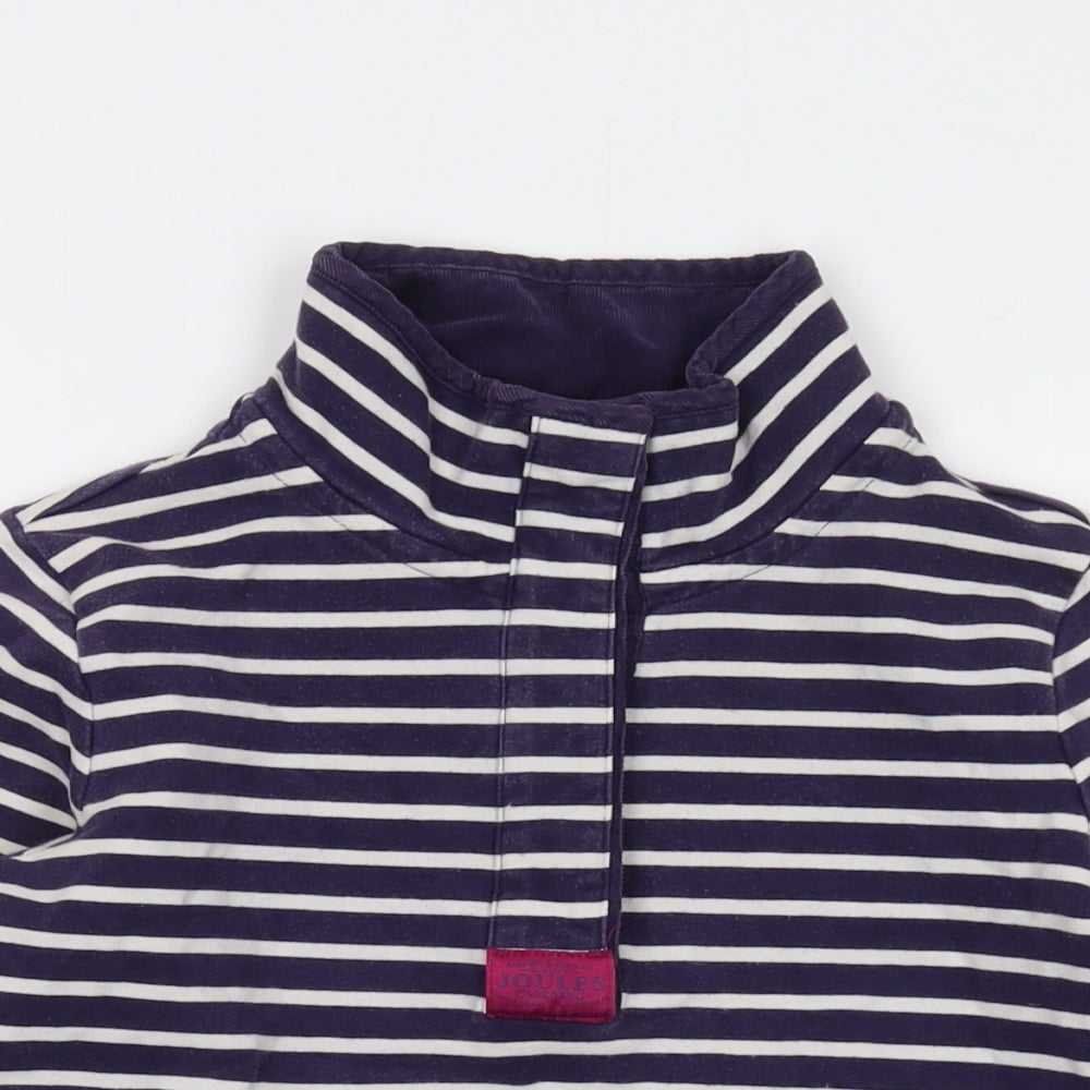 Joules Womens Blue Striped Cotton Pullover Sweatshirt Size 10 Zip