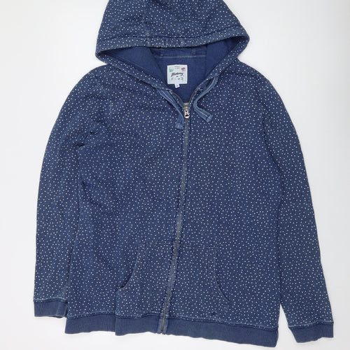 MANTARAY PRODUCTS Womens Blue Polka Dot Cotton Full Zip Hoodie Size 18 Zip