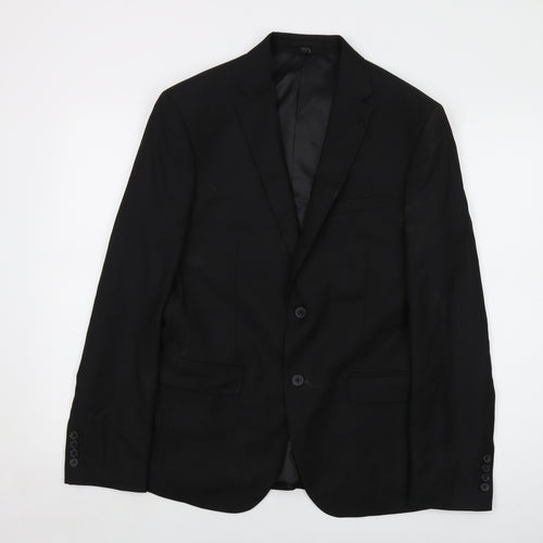 Marks and Spencer Mens Black Polyester Jacket Suit Jacket Size 40 Regular