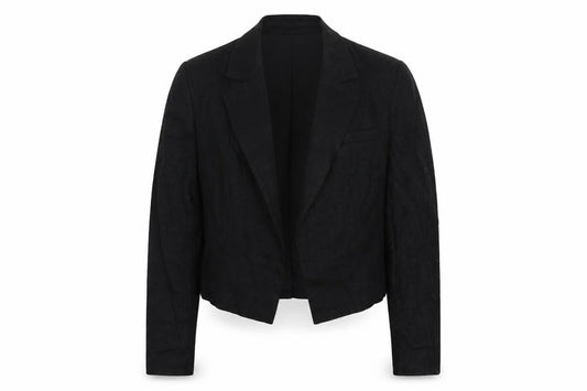 Front view of Marks & Spencer women’s black jacket, size UK 12, button