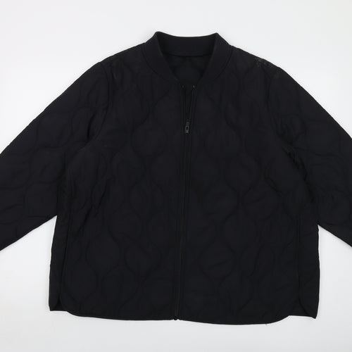 Marks and Spencer Womens Black Quilted Jacket Size 20 Zip