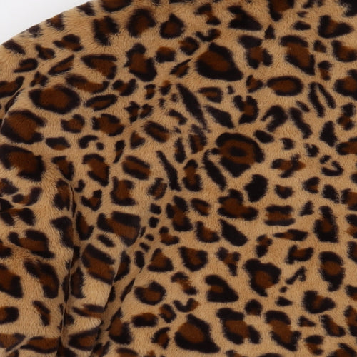 PRETTYLITTLETHING Womens Beige Animal Print Jacket Size S Zip