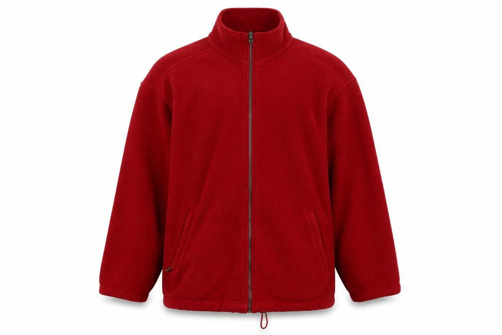 Front view of Marks & Spencer men’s red jacket, size XL, zip