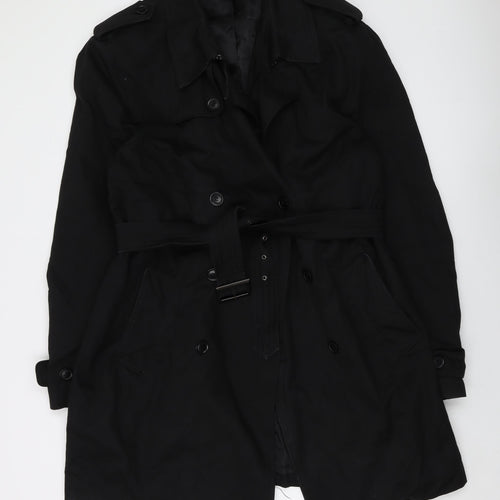 Burton Mens Black Overcoat Coat Size 2XL Button