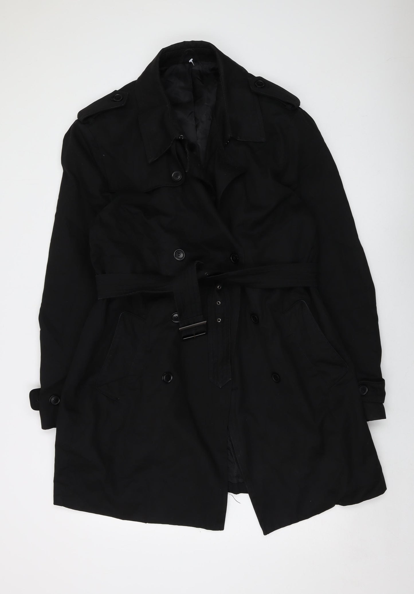 Burton Mens Black Overcoat Coat Size 2XL Button