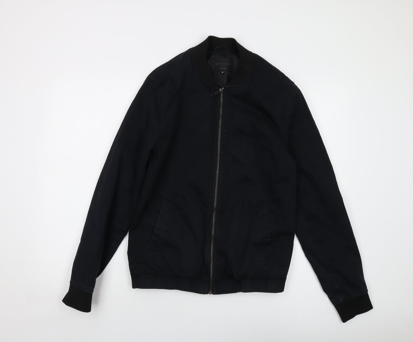River Island Mens Black Bomber Jacket Jacket Size M Zip