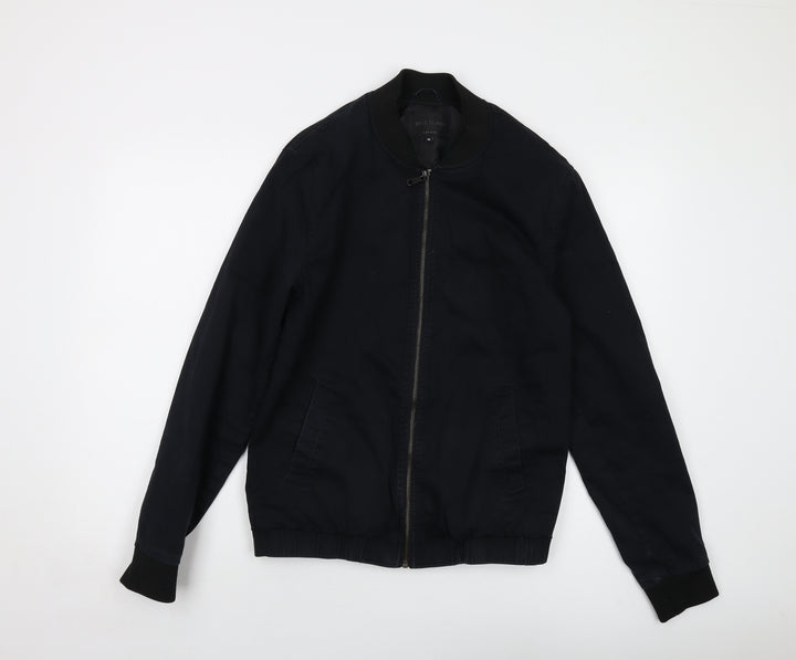 River Island Mens Black Bomber Jacket Jacket Size M Zip