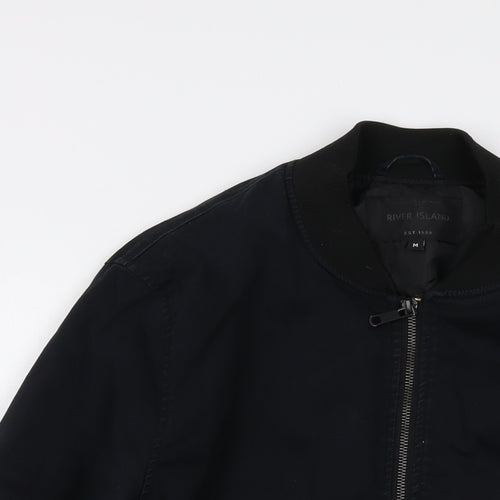 River Island Mens Black Bomber Jacket Jacket Size M Zip