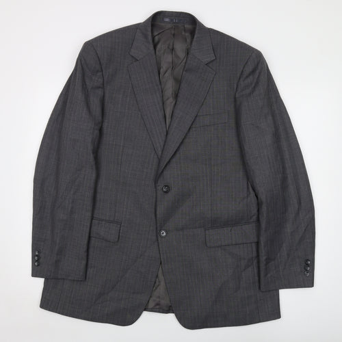 Brook Taverner Mens Grey Striped Polyester Jacket Suit Jacket Size 42 Regular