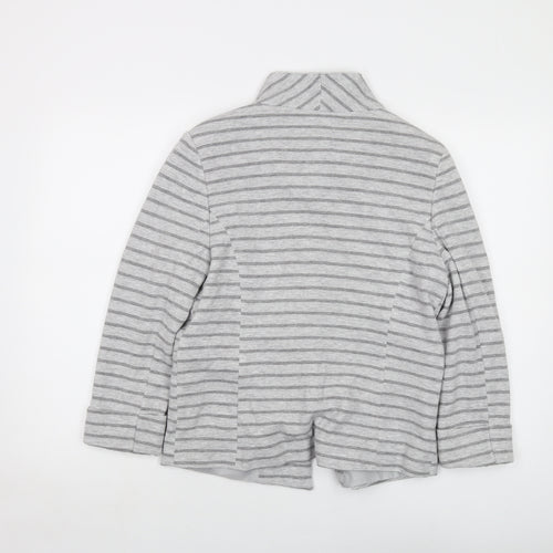 Principles Womens Grey Striped Jacket Size 14 Hook & Eye