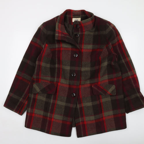 Classic Womens Multicoloured Plaid Overcoat Coat Size 18 Button