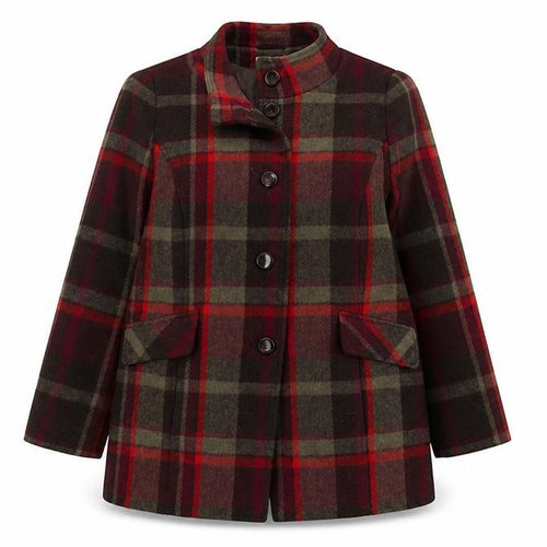 Classic Womens Multicoloured Plaid Overcoat Coat Size 18 Button