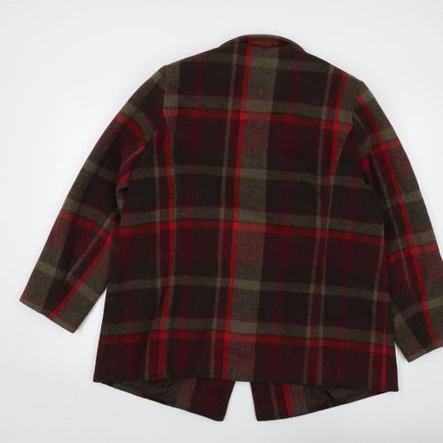 Classic Womens Multicoloured Plaid Overcoat Coat Size 18 Button