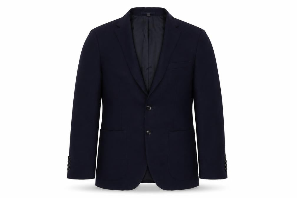Front view of Marks & Spencer men’s blue polyamide jacket suit jacket, size 38, regular