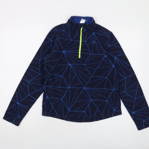 Quechua Boys Blue Geometric Polyester Pullover Sweatshirt Size 12-13 Years Zip