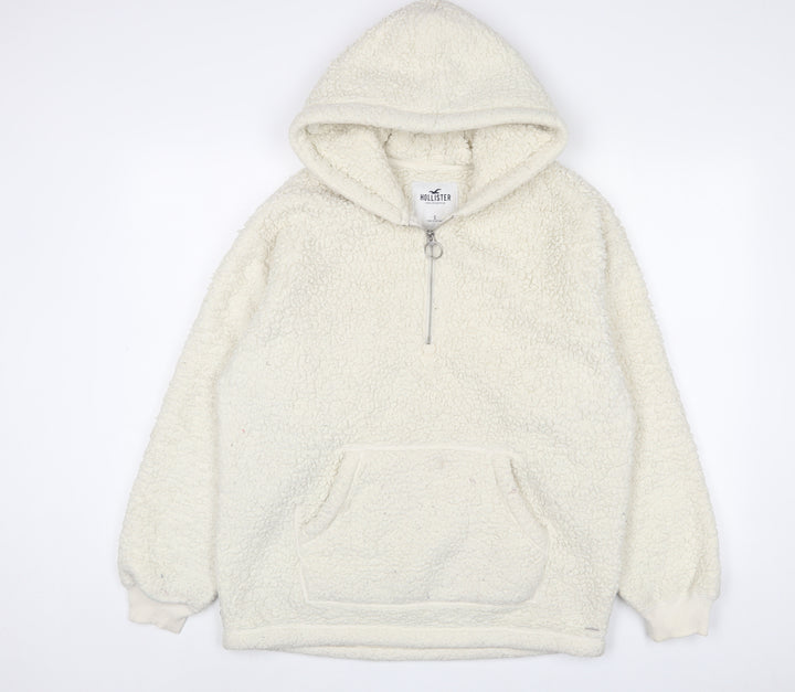 Hollister Womens Beige Polyester Pullover Hoodie Size S Zip